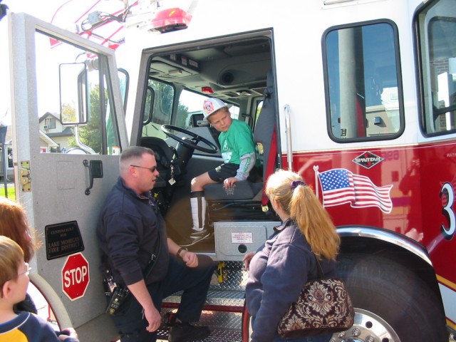 Lt. Beyrer Giving Tours of Ladder 35 During Open House in 2006