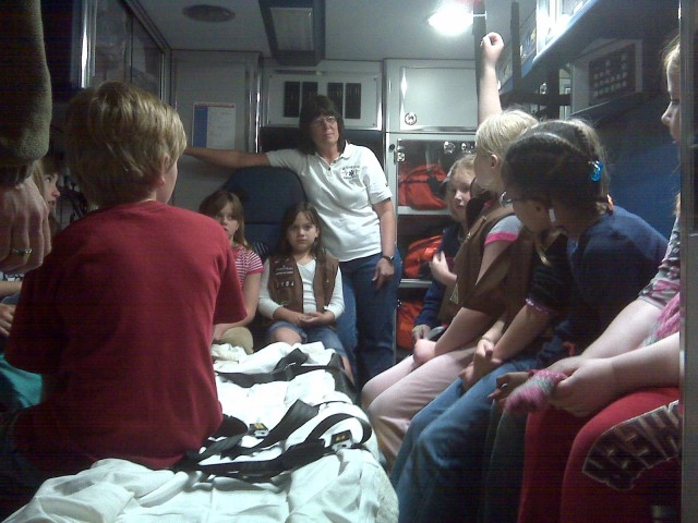 Girl Scouts Take Tour Of Inside The Ambulance