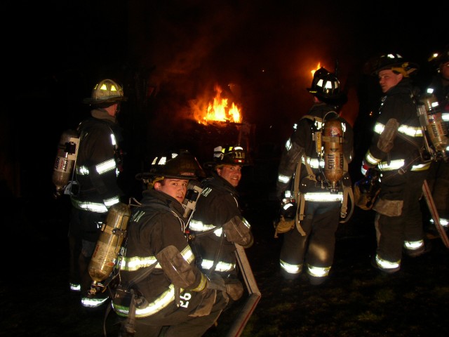 Danny and Rob Taking a Breather at a Shed Fire on Rancho Dr