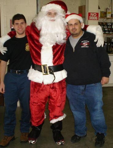 Mike, Santa, and Lt. Milo in the Christmas Spirit