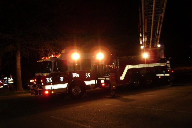 Ladder 35 Set Up At Hill Blvd Fire