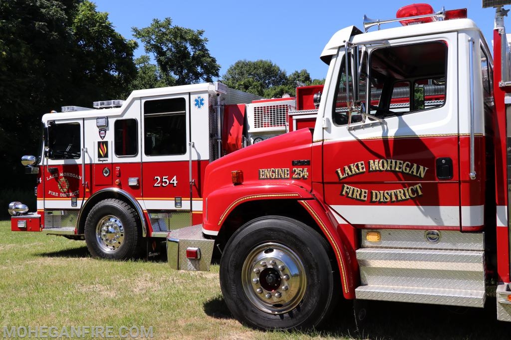 Engine 254: 2018 Seagrave (L) and Retired Engine 254 (now sold): 1994 Freightliner/Alleghany- Photo by JT Camp