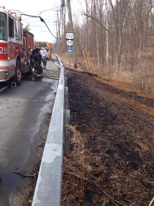 Brush Fire On Rtr. 202 near Lexington Ave During Dry Conditions on 3/26/13 