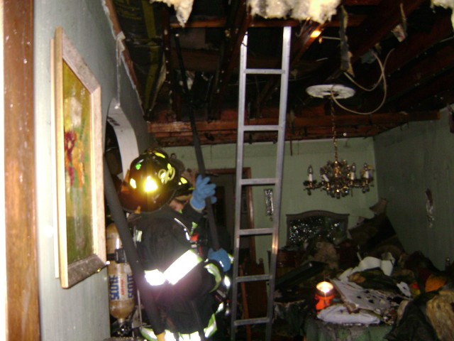 Mohegan FF's Checking For Hot Spots In Attic Mutual Aid To Yorktown FD On 11/17/08