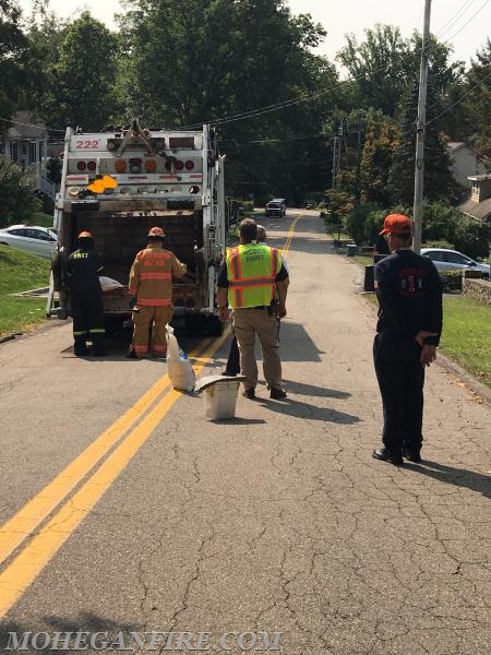 Westchester County Hazmat Team Response for Chemical Leak in Garbage Truck on Cardoza Ave 9/11/17