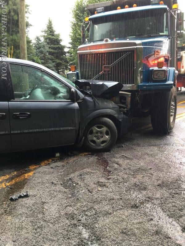 Car vs Dump Truck Head On Accident with Vehicle Fire and Fuel Spill on Oregon Rd on 6/16/17