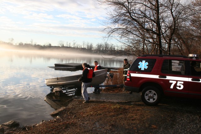 Launching Boat 1 For A HazMat Call In Mohegan Lake