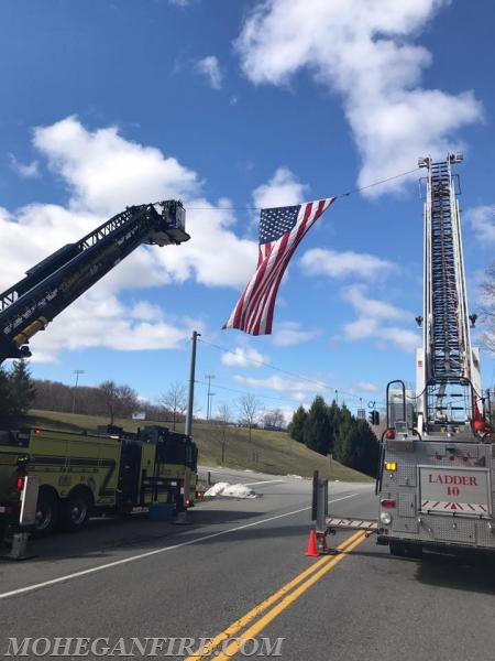 Funeral Detail For Putnam Valley FD: Ladder 10 with Carmel FD 12-5-1 Flying Old Glory