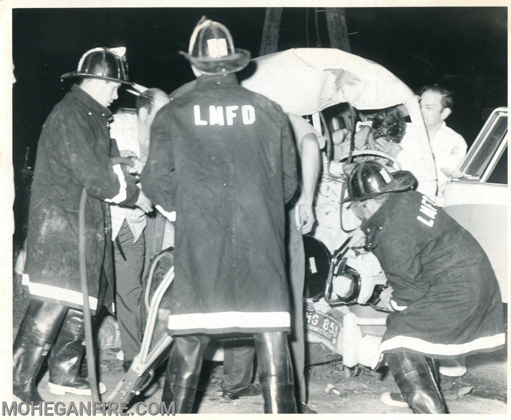 Before the &quot;jaws of Life&quot; members had to use a gas powered saw for extrication they also used a hose line to keep the sparks from the saw down