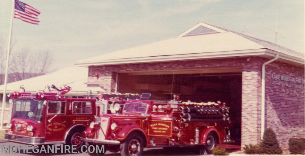 Engine 255 a 1972 Young Crusader and Engine 251 a 1941 Mack 505S at Jefferson Valley Fire Station