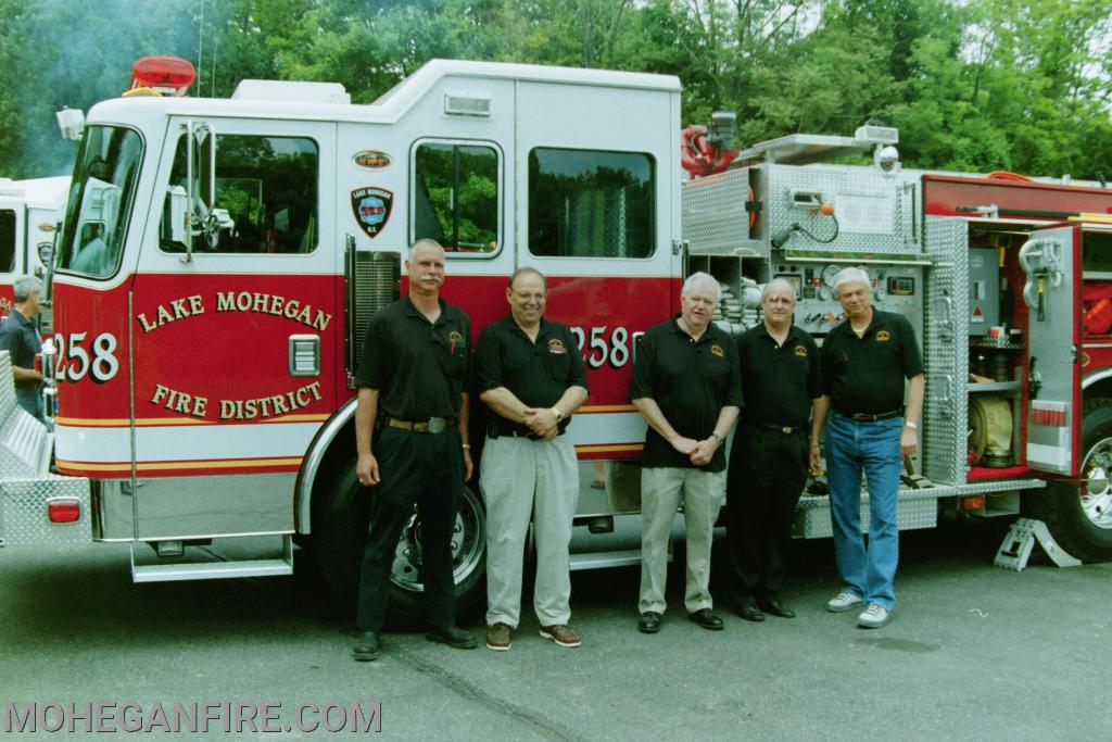 Board of Fire Commissioners at the Dedication of Engine's 257 & 258 in 2001. left to right Brian Wolert, Andy Alimonti Bob Gordineer, Bob Conlon and Jay Schwartz