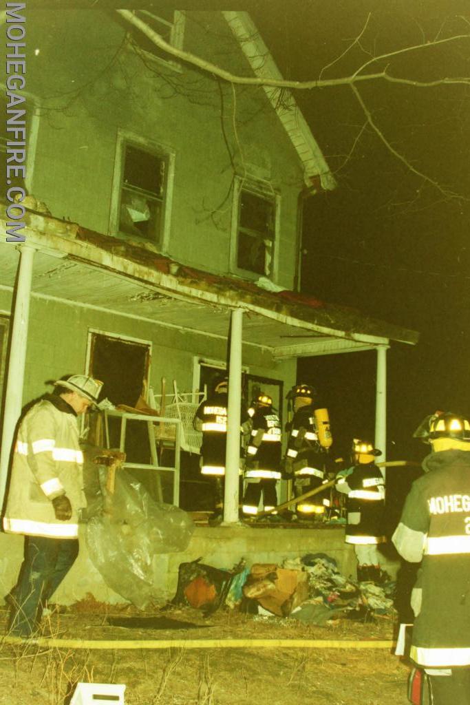 Members operate at the scene of a structure fire on E Main St in Cortlandt. This sight now is the parking lot for Lakeland Transportation next to Van Cortlandtville School